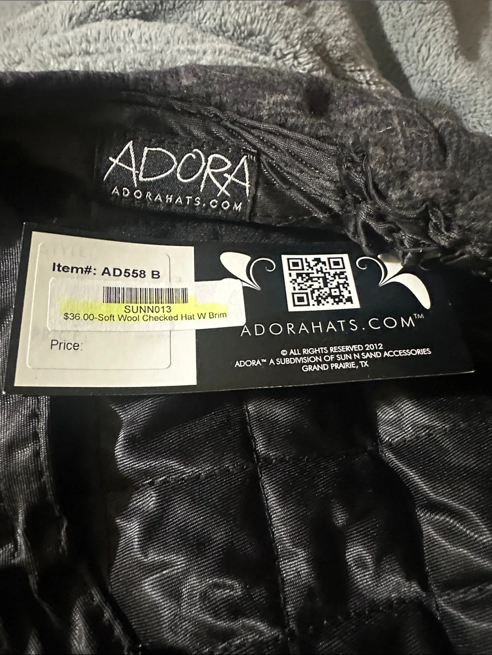 ADORA Dark Gray Plaid Newsboy Cap with Subtle Purple Windowpane